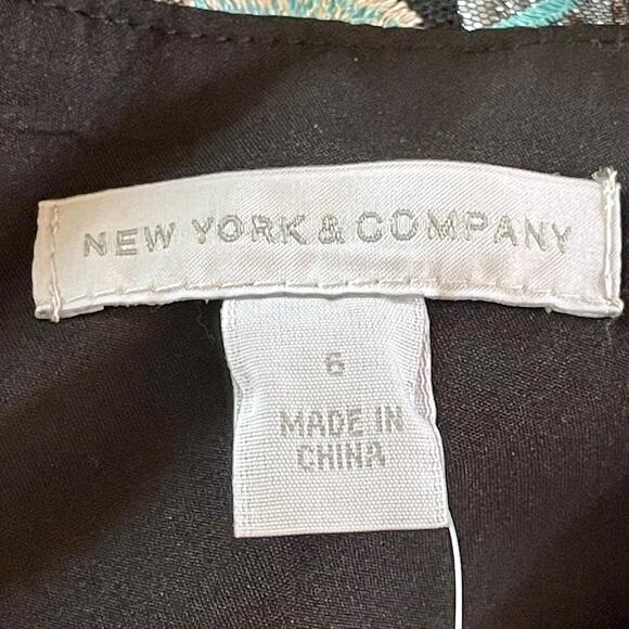 New York & Co Black Mesh Allover Floral Embroidered Dress Sz 6 Fairy Prom Party - Picture 8 of 10